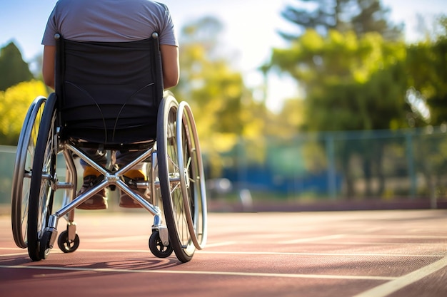 Man in rolstoel op school of universiteit Onderwijs van gehandicapten Sociale hulp aan gehandicapte mensen Autisme
