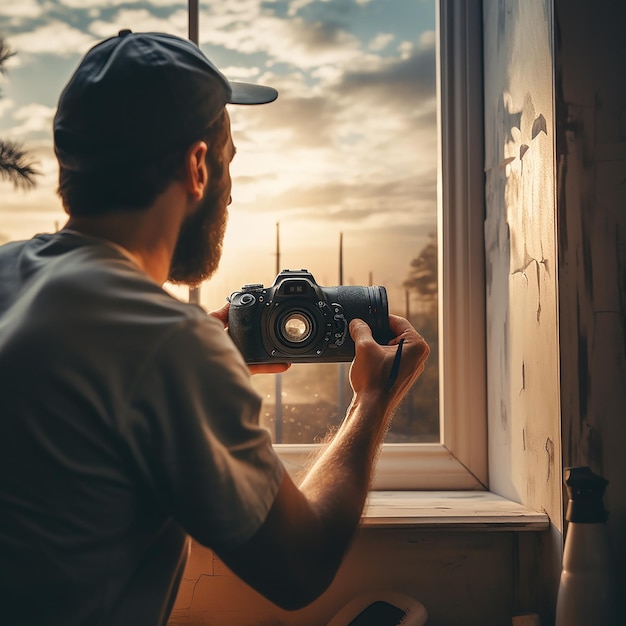 Man Installing Window Realistic Human Touch