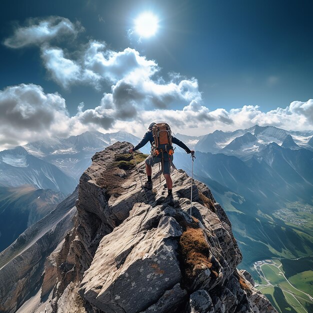 Photo man is climbing on mountain