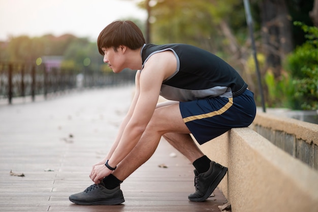 Man is exercising in the park