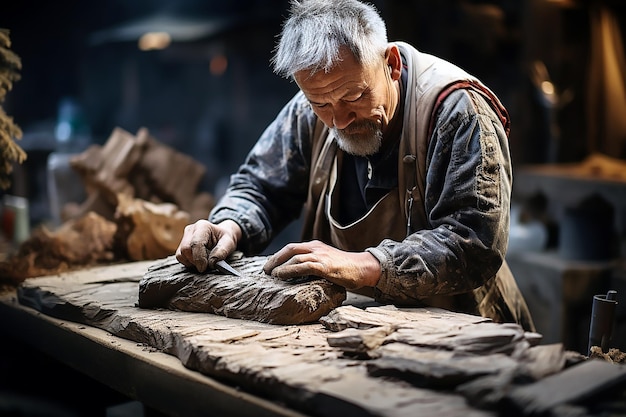 a man is grinding a piece of wood on the ground