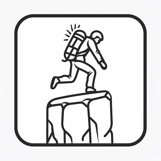 a man is hiking on a rock with a backpack on his back