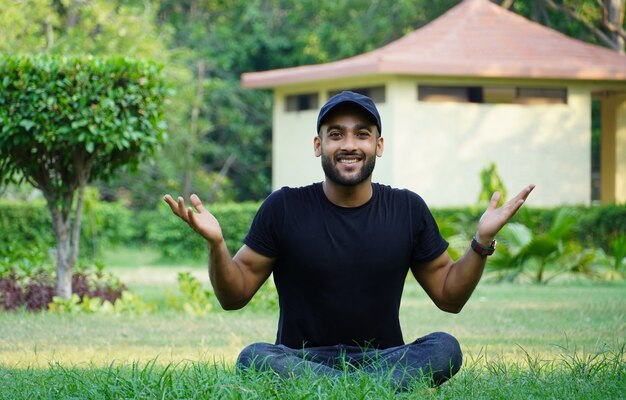 A man is in his farm house happy