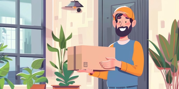 A man is holding a box and smiling