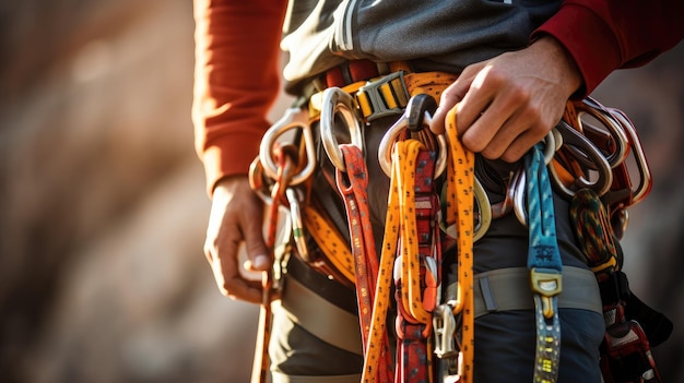 Photo a man is holding a pair of straps that say 