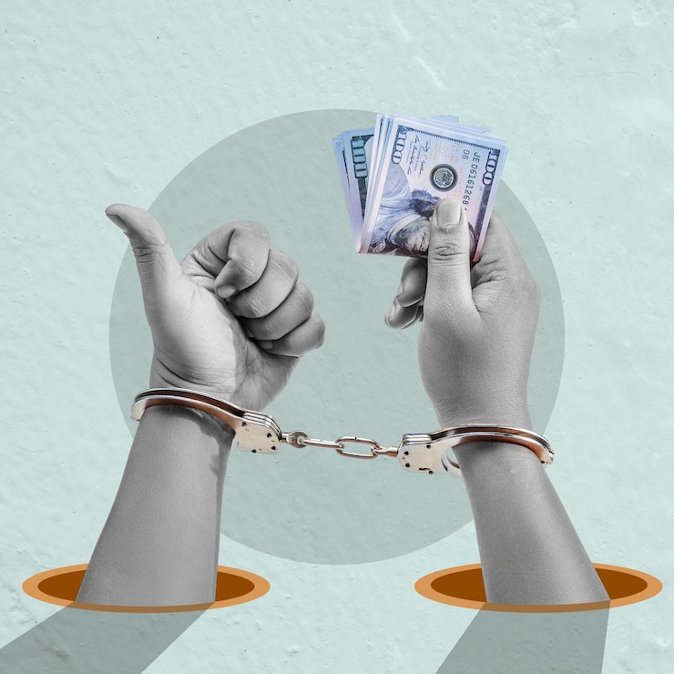 Photo a man is holding a stack of money and thumbs up