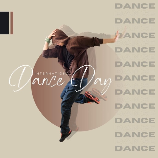 Photo a man is jumping in the air with a shirt that says dance