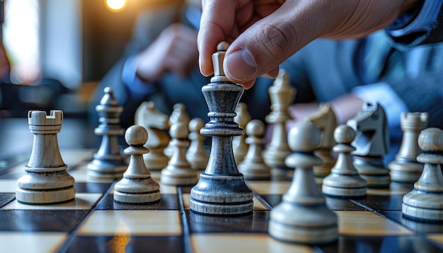 A man is playing chess and is about to move his king by ai generated image