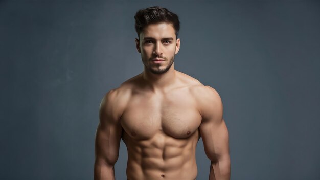 Man is posing without shirt