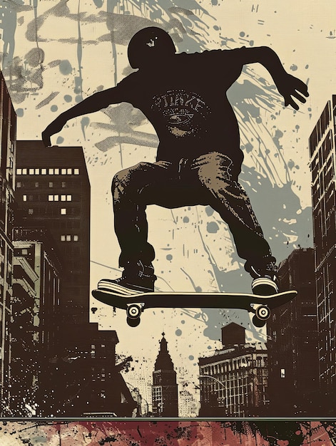 Photo a man is riding a skateboard up the side of a ramp showing skill and balance in this urban sports