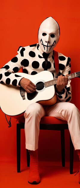 Photo a man is sitting on a chair with a guitar in his hand