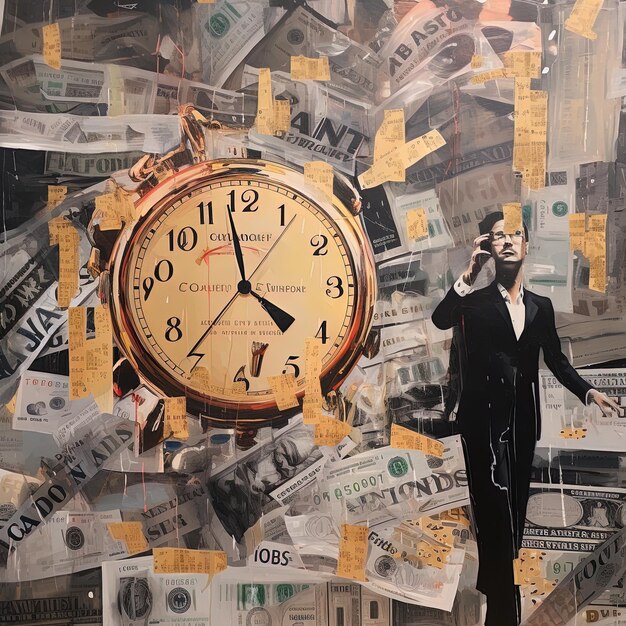 a man is standing in front of a clock that says  euro