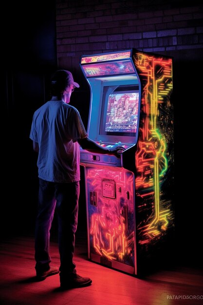 a man is standing next to a machine that says " chinese ".