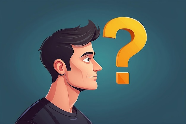 Man is thinking Question mark Vector illustration in cartoon style