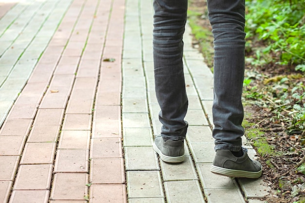 Man is walking in the park