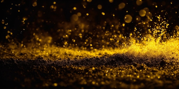 a man is walking on a yellow surface with gold glitter