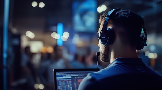 A man is working as a call center officer ai generative