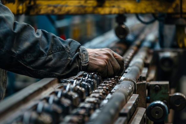 Foto un uomo sta lavorando su una macchina con le mani