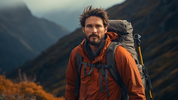 Man in Jacket With Backpack