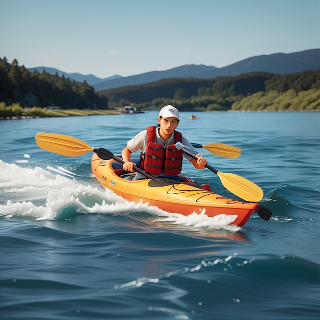 a man in a kayak is riding a wave in the water