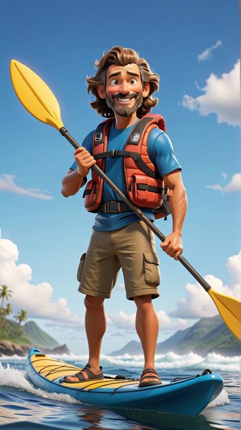 a man in a kayak paddles on the water