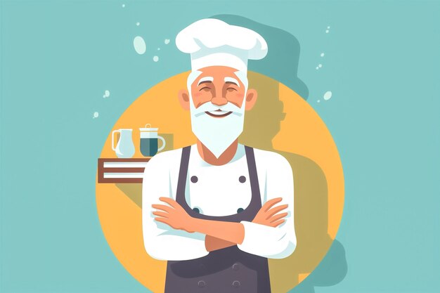 Man kitchen food restaurant chef portrait standing caucasian shop service apron Generative AI