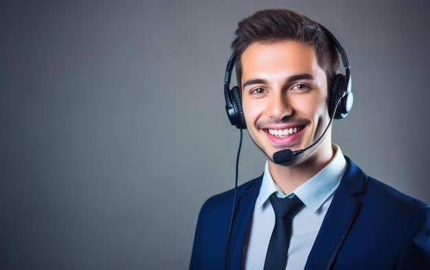 man klantenservice werknemer call center glimlachende operator