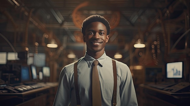 Man in Lab Coat in Front of Glass Case Conducting Research Experiment Black Man History