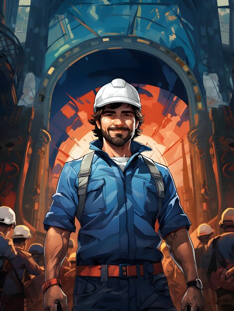 man labor worker blue clothes