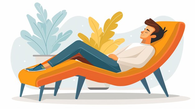 Photo a man laying in a chair on a sunny day
