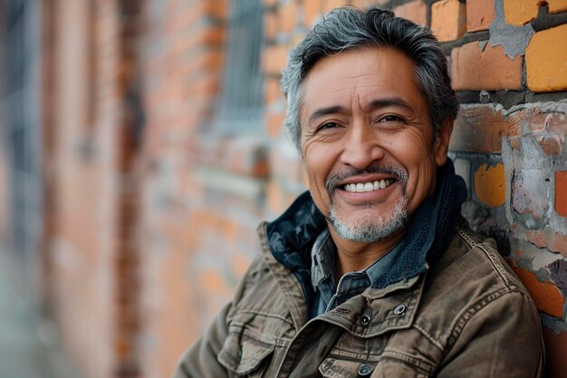 Man Leaning Against Brick Wall