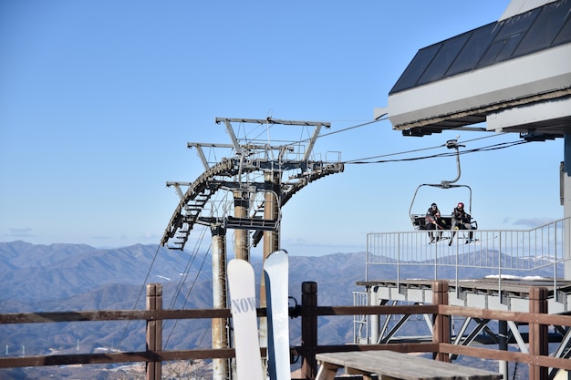 Man learning to ski on  mountain