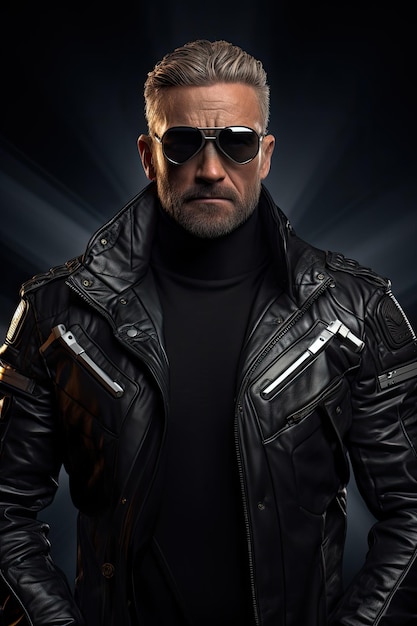 a man in a leather jacket