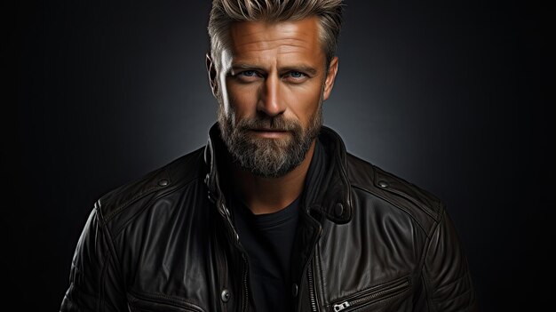 a man in a leather jacket