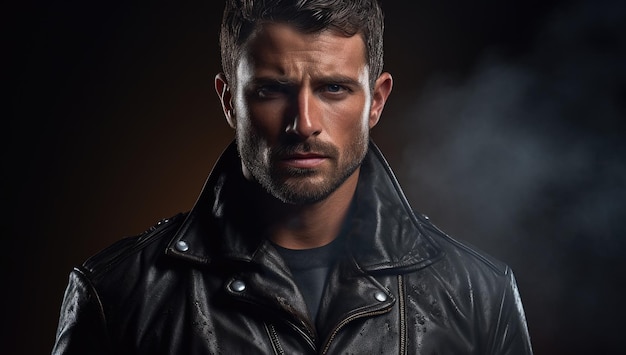 a man in a leather jacket