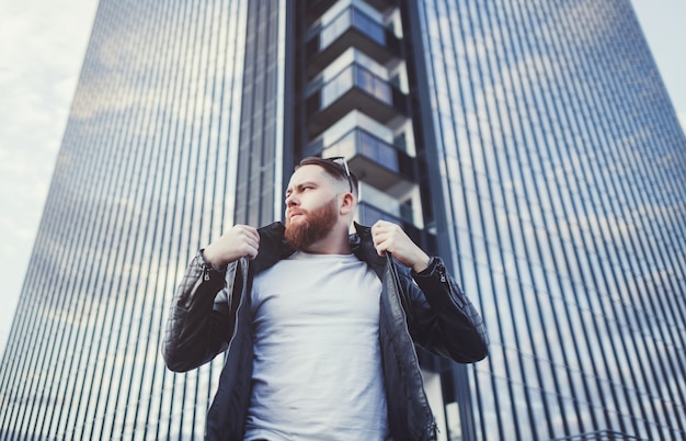 Man in a leather jacket