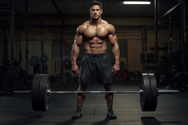 A man lifting weight in the gym with a perfect body