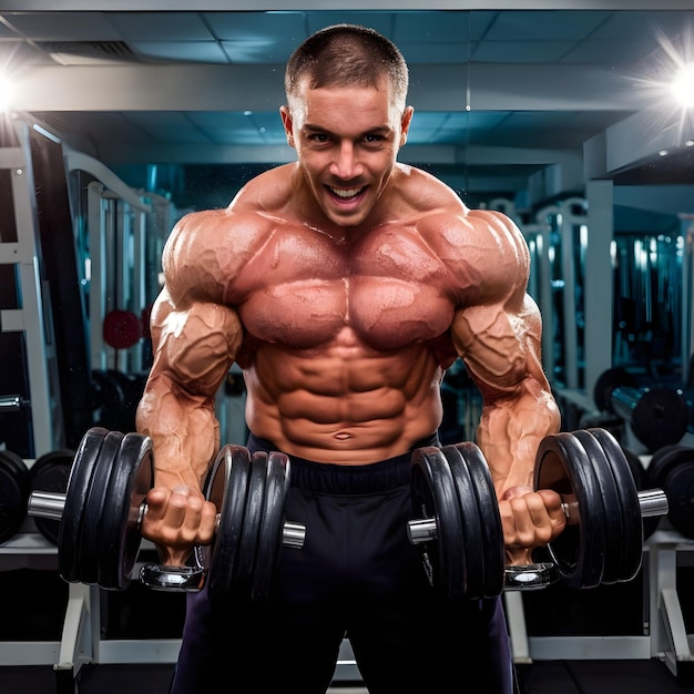 a man lifts weights with the words quot man quot on the back