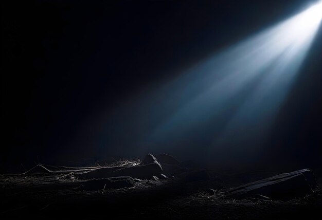 Foto un uomo in una luce che è su una montagna