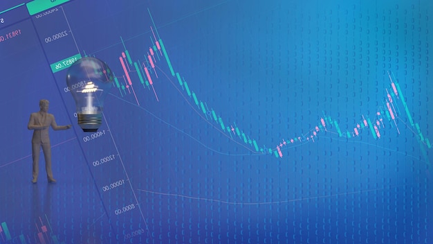 비즈니스 개념 3d 렌더링을 위한 남자와 전구
