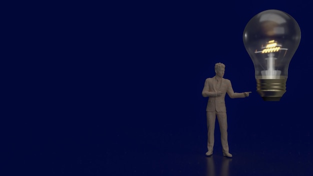 The man and lightbulb for Business concept 3d rendering