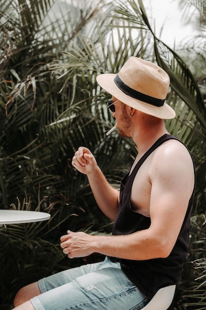 Man lighting a cigar