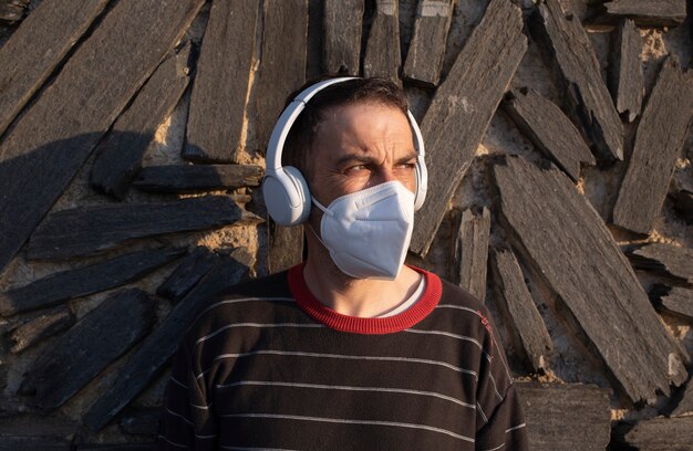 man listening music with the smartphone