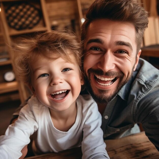 a man and a little girl sitting at a table