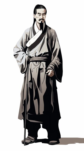 a man in a long robe and a cane