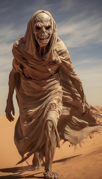 Foto un uomo con una lunga veste cammina nel deserto.