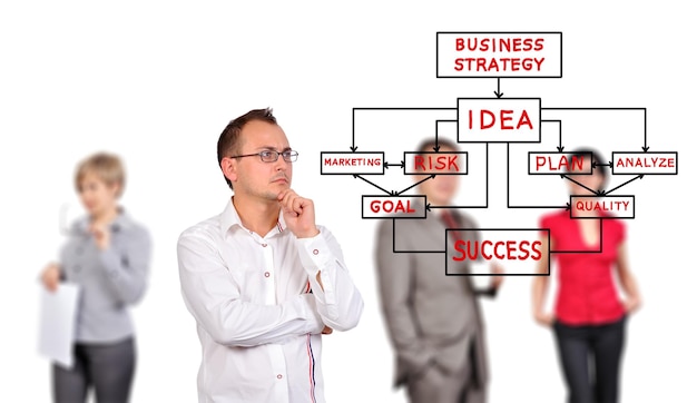 Man looking at business strategy