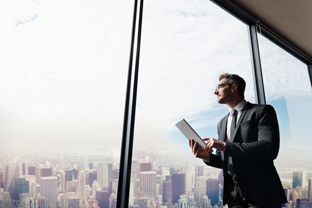 Man looking at cityscape