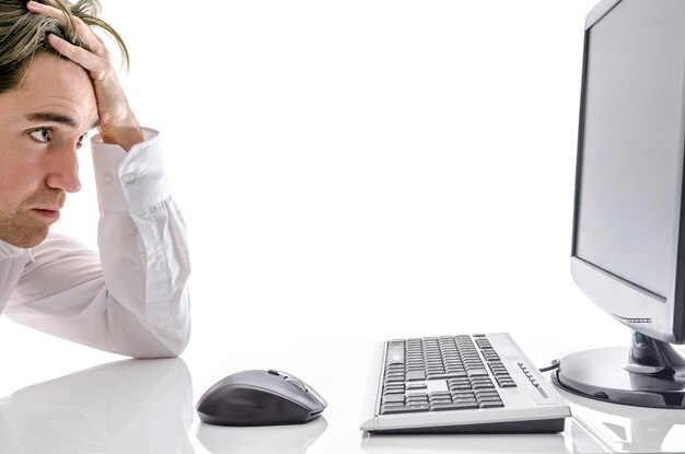 Man looking at computer screen