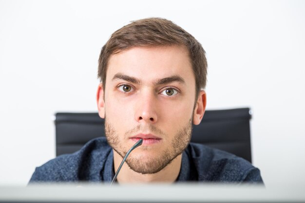 Man looking at computer screen